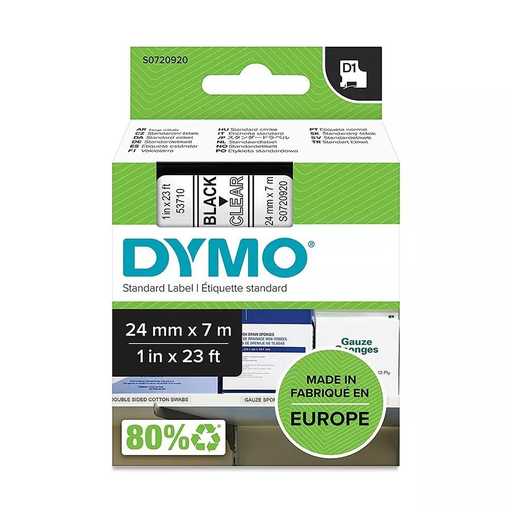 DYMO D1 53713 / S0720930 Label Tape, 24 mm × 7 m, Black on White (391910)