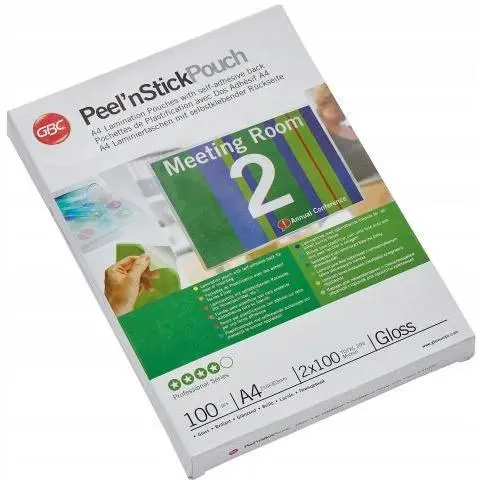 GBC Peel'nStick™ Gloss Laminating Pouches A4 100 Micron Pack of 100 (41666E)