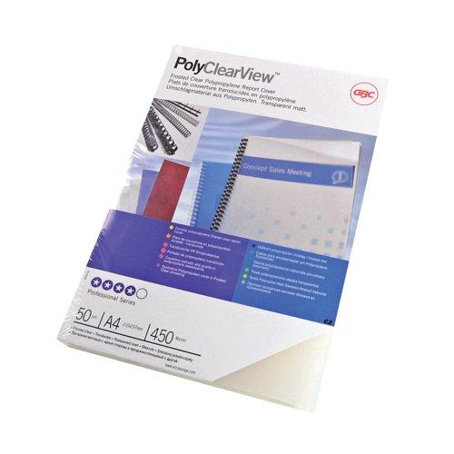 GBC PolyClearView™ Binding Covers A4 450 Micron Frosted Pack of 50 (IB387159)