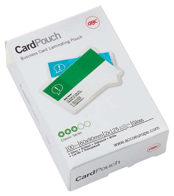 GBC Government Card Gloss Laminating Pouches 65 × 95mm 125 Micron Pack of 100 (3740301)