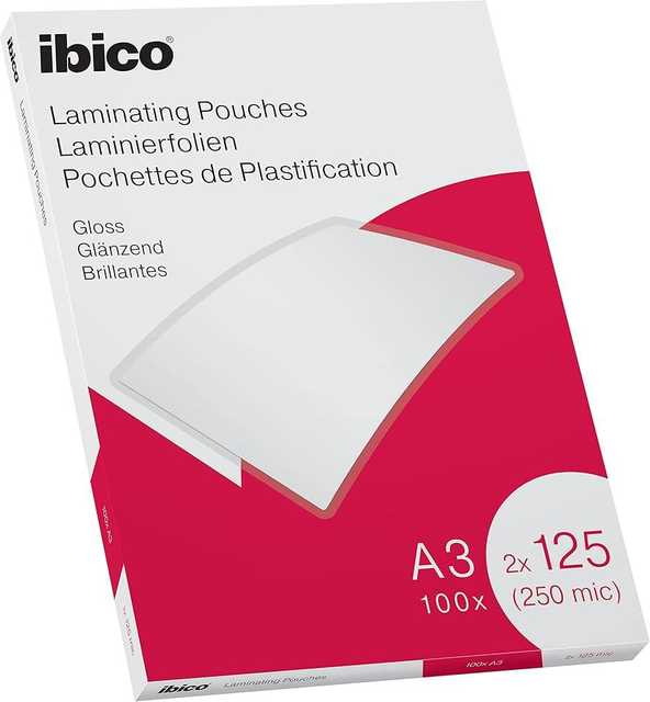 Ibico A3 Gloss Laminating Pouches 125 Micron Pack of 100 (627321)