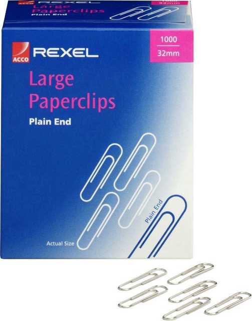 Rexel Paper Clips 32mm Pack of 1000 (7976)