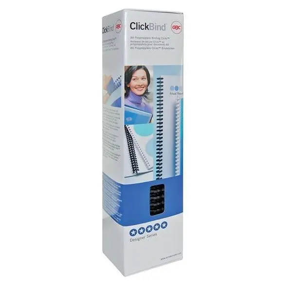 GBC ClickBind™ 34-Loop Binding Spines A4 16mm Black Pack of 50