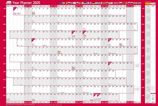 Sasco 2025 EU Year Wall Planner – Unmounted (2410247)
