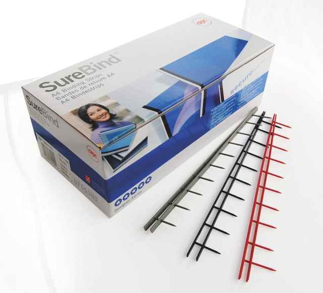 GBC SureBind Binding Strips A4 50mm Black Pack of 100 (1132886)