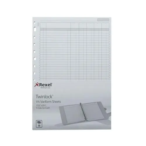 Twinlock Variform V8 10 Column Cash Refill Sheets (75982)