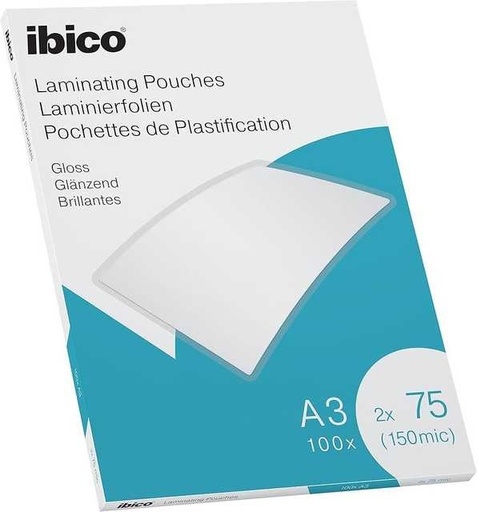 [ACR-LMP-627319] Ibico A3 Gloss Laminating Pouches 75 Micron Pack of 100 (627319)