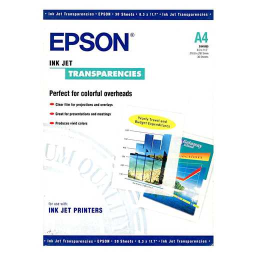 [EP-IPEP-S041063] Epson Inkjet Transparency Film – A4, 30 Sheets [S041063]