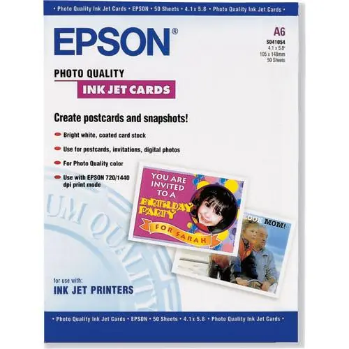 [EP-IPEP-S041054] Epson Photo Quality Inkjet Cards – A6, 50 Sheets [S041054]