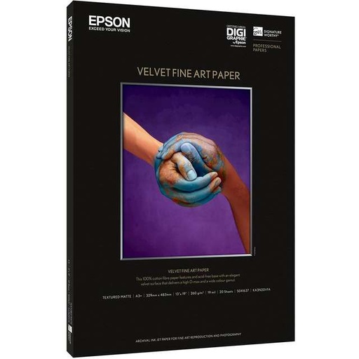 [EP-IPEP-S041637] Epson Velvet Fine Art Paper – Super A3+, 20 Sheets [S041637]