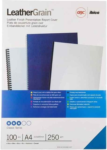 [ACR-BMC-40020] GBC LeatherGrain™ Binding Covers A4 Blue 250gsm Pack of 100 (CE040020)