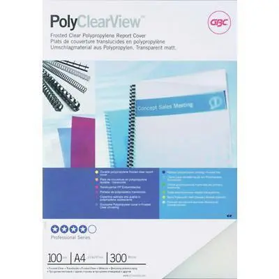 [ACR-BMC-386848] GBC PolyClearView™ Binding Covers A4 300 Micron Frosted Pack of 100 (IB386848)