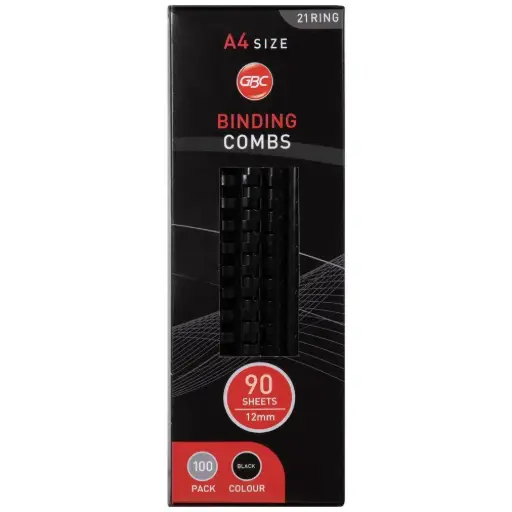[ACR-BMM-12BK] GBC MagnaPunch™ Plastic Binding Combs A4 12mm Black Pack of 100