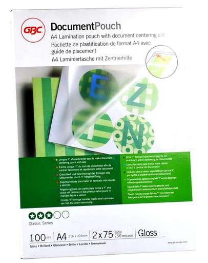 [ACR-LMP-1150] GBC Document Gloss Laminating Pouches A4 250 Micron Pack of 100 (3200723)