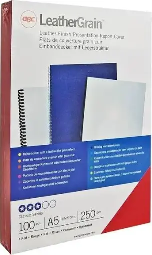 [ACR-BMC-40010B] GBC LeatherGrain™ Binding Covers A4 Black 250gsm Pack of 25 (CN040010)