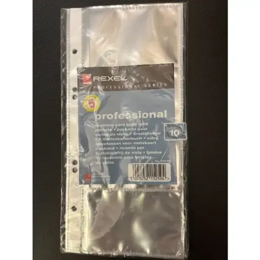 [ACR-F-2101192] Rexel Professional Business Card Book Refill Pockets Pack of 10 (2101192)