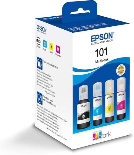 Epson 102 EcoTank Ink Bottles – Black, Cyan, Magenta & Yellow [C13T03R Series]