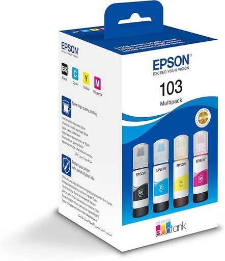 Epson 103 EcoTank Ink Bottles – Black, Cyan, Magenta & Yellow [C13T00S Series]